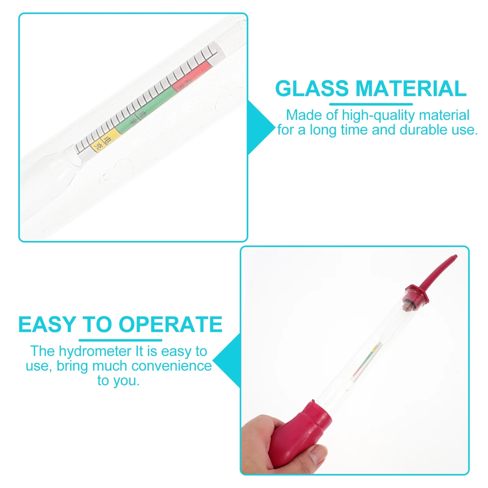 

2Pcs Hydrometer Suction Electrolytic Hydrometer Glass Density Meter for Precise Electrolyte Specific Gravity Testing