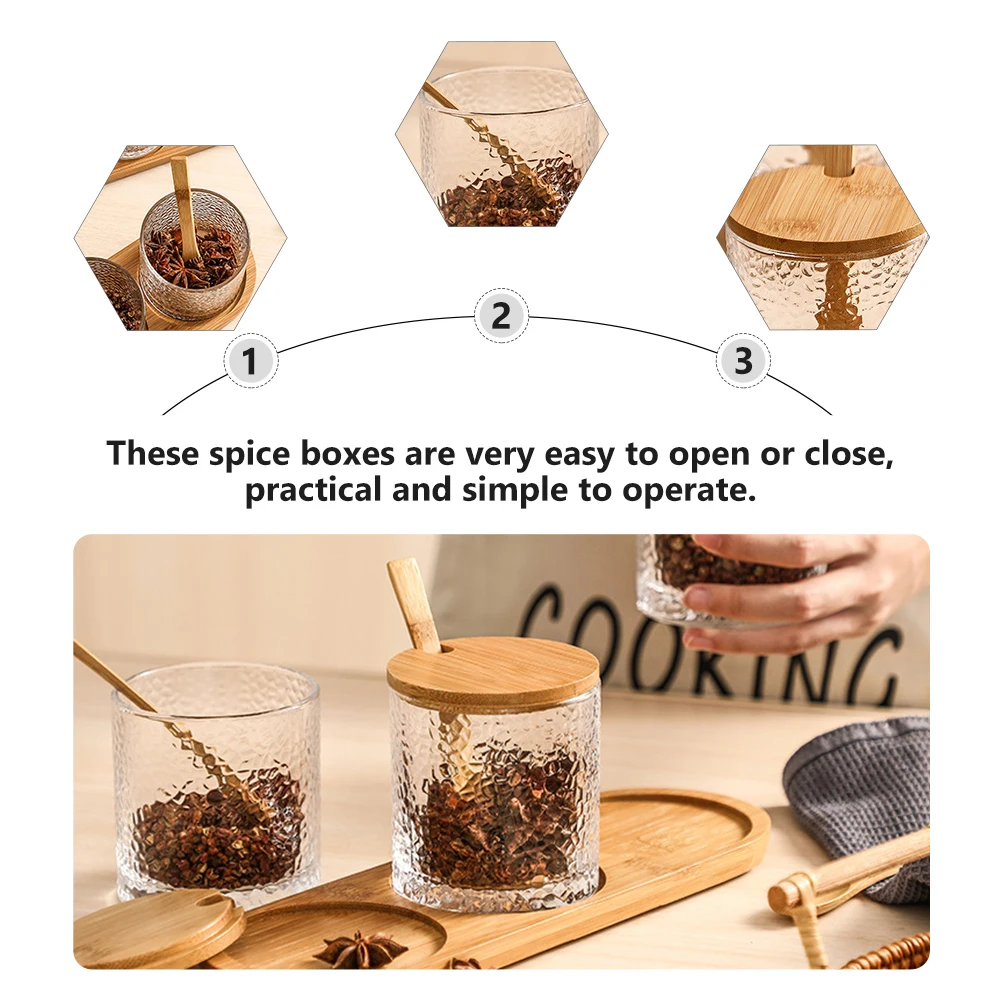 

Jars with Lids Glass Seasoning Set Storage Condiment Containers Transparent Household Bottles