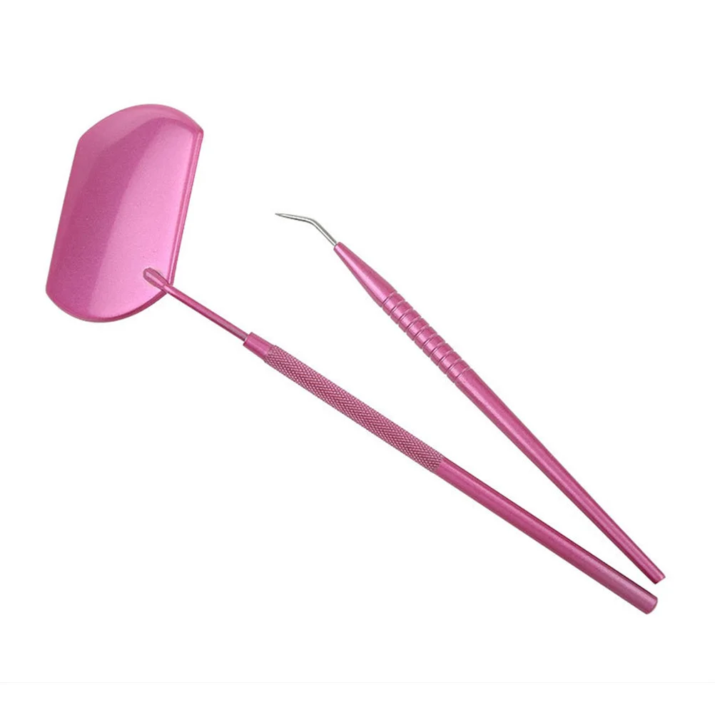 NOLITOY 1 Set Pinzette per ciglia in acciaio inossidabile Applicatore per permanente Pennello Ago Strumento per specchio portatile Rosso