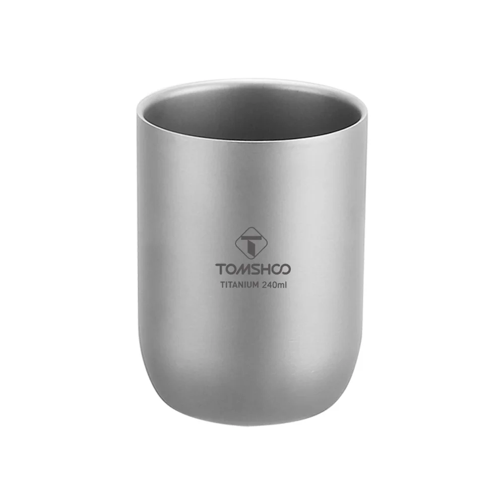 Tomshoo 120/240ml Titanium Cup Outdoor Camping Double Walled Heat Resistant Mini Tea Drink Cup Hiking Picnic Tourist Coffee Mug