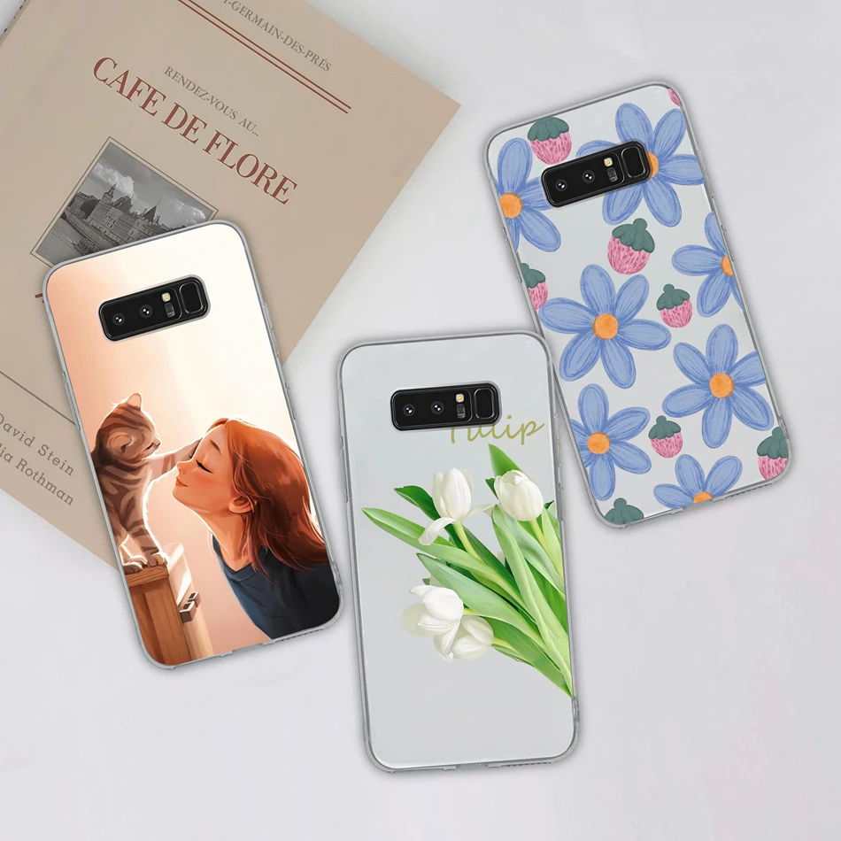 삼성 갤럭시 노트 8 9 20 전화 케이스 크리 에이 티브 소프트 TPU 실리콘 클리어 안티 드롭 뒷면 커버 삼성 Note8 Note9 Note20