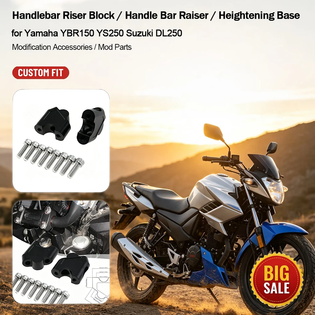 Motorcycle Modified Handle Bar Raiser Bracket Height Adapter for Yamaha FZ150 FZ250 Suzuki DL250 Handlebar Elevated Base