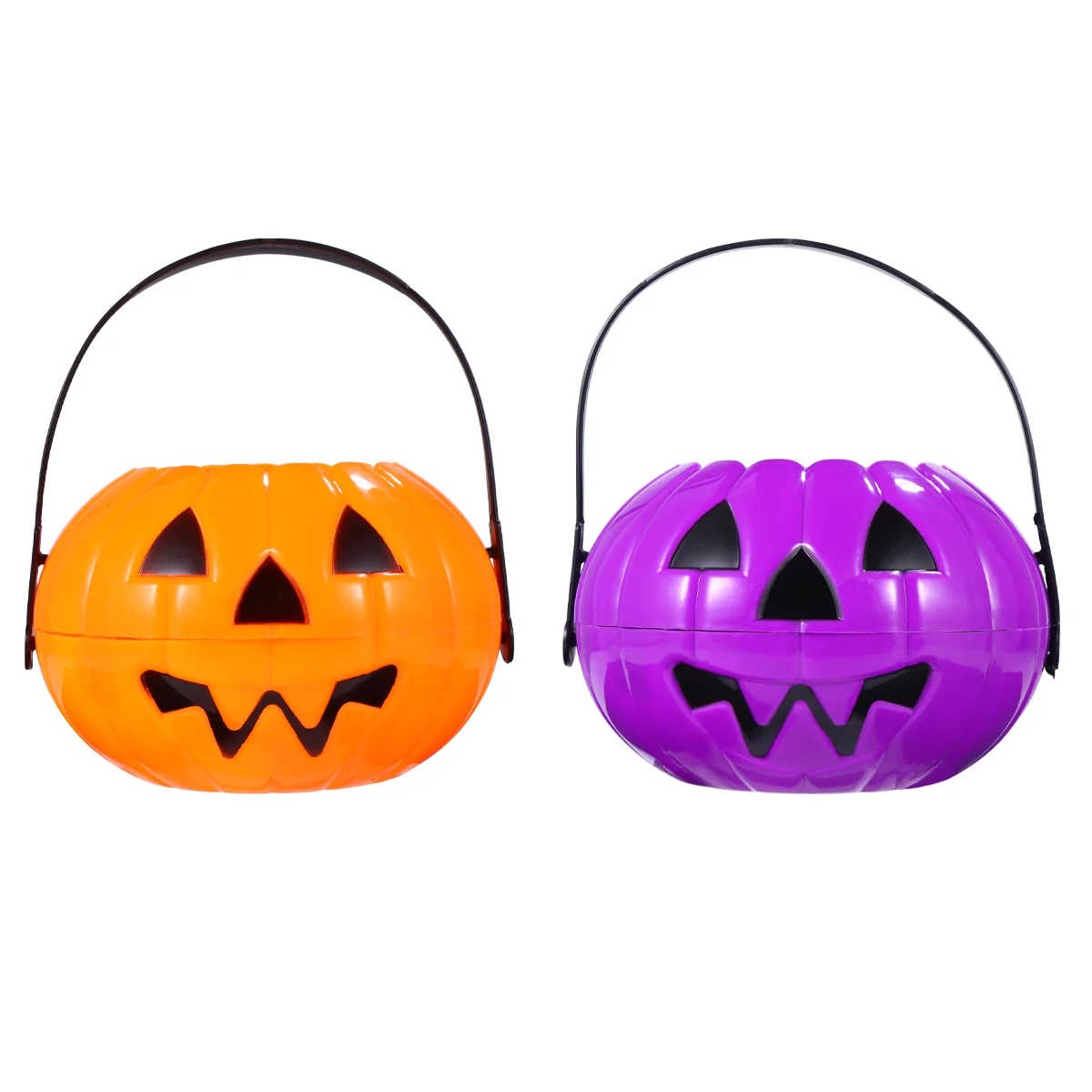 

2 Pcs Vintage Pumpkin Bucket Child Candy Chillers Plastic Trick or Treat Holder