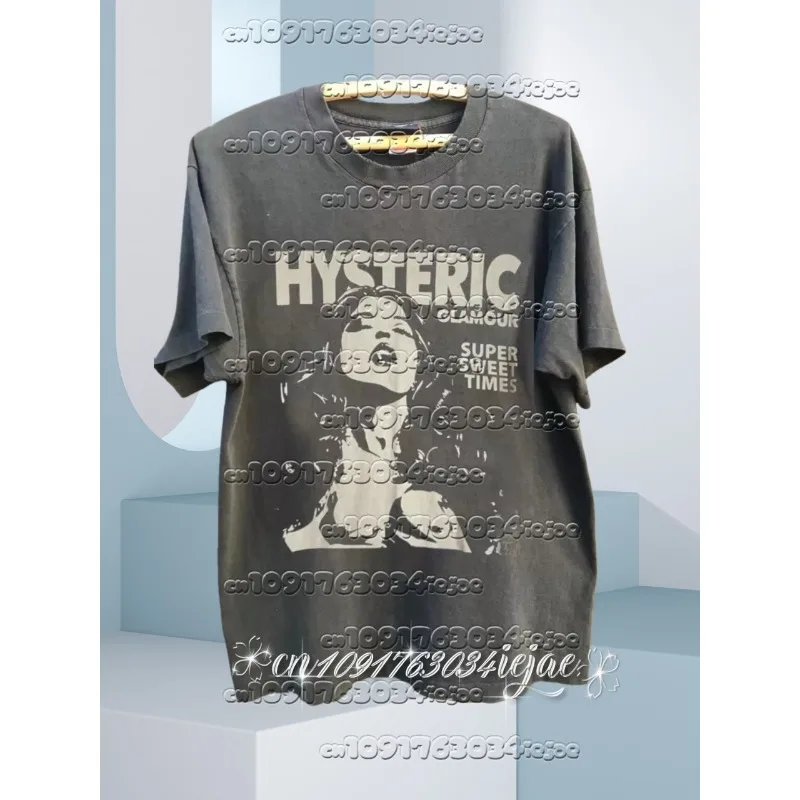 

MOTO Hysterical Glamour 90s Vintage Style Chacoal Reprint Cotton T-Shirt Unisex Summer New Men's Women's Vintage Fashion T-Shirt