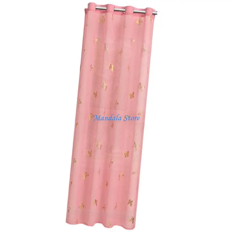 

U2JC Elegant Butterfly Embroidered Sheer Curtains Window Drape For Living Room Bedroom Modern Sheer Drapes Door Divider