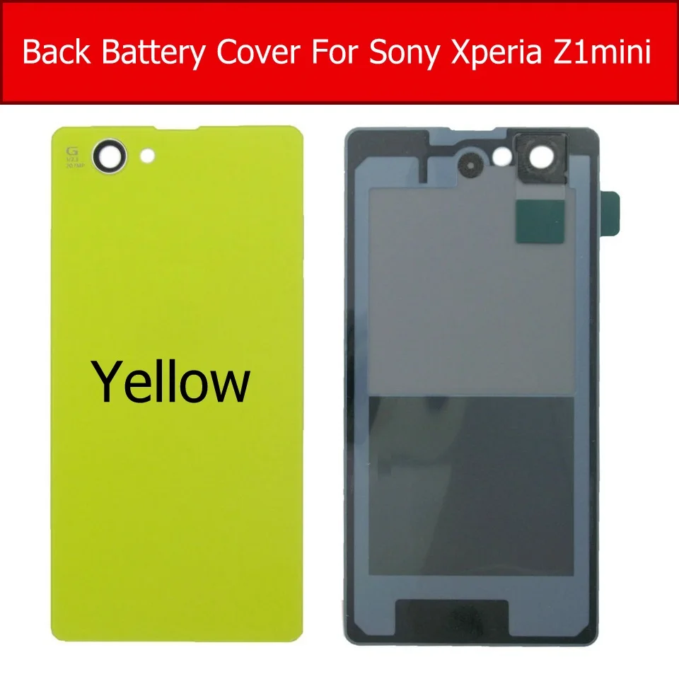 Cubierta de cristal de la carcasa de la puerta trasera de la batería para Sony Xperia Z1 Mini / Z1 Compact M51W D5503 funda trasera de cristal + 1 pieza de película gratis