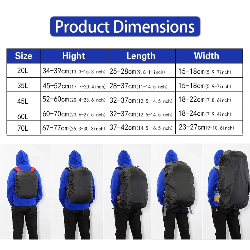 Portable Shoulder School Backpack Rain Cover Sports Bags Waterproof Protective Covers Print Outdoor Camping Hiking 20-70L