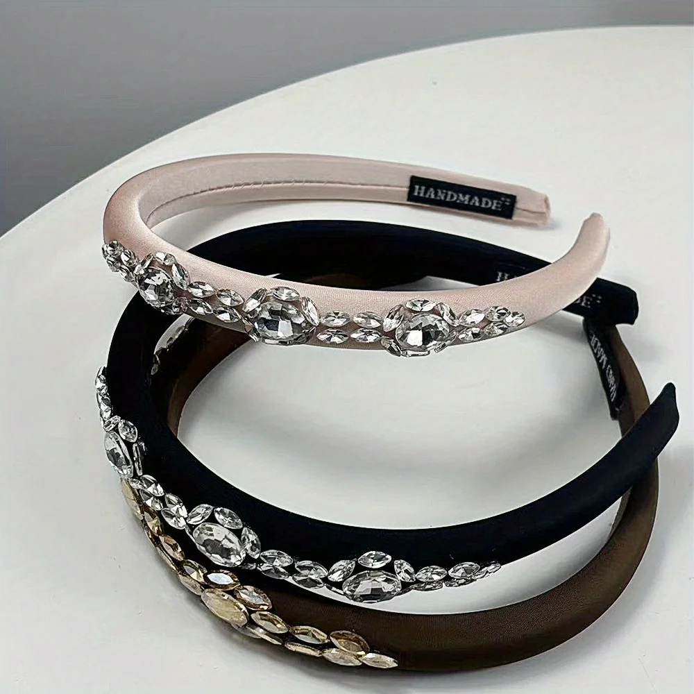 

Slim Baroque Headband Rhinestone Design Wide Edge Non-Slip Soft for Women Girls Formal Events Hair Accessories