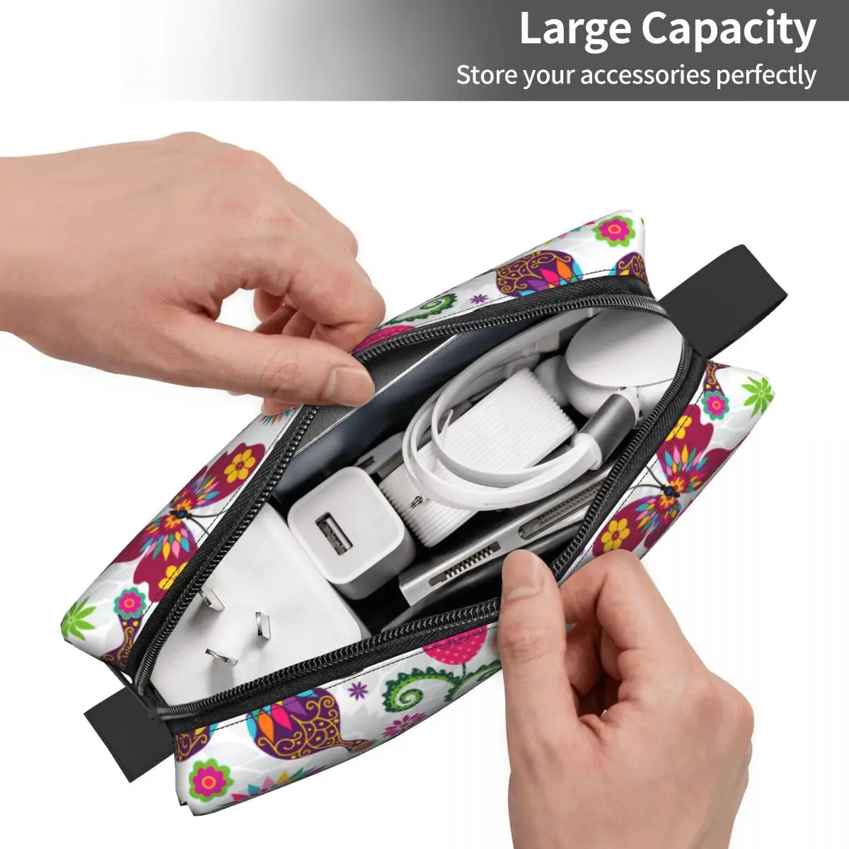 Custom Travel Vibrant Floral & Butterfly Toiletry Bag Fashion Makeup Cosmetic Organizer for Women Beauty Storage Dopp Kit Box