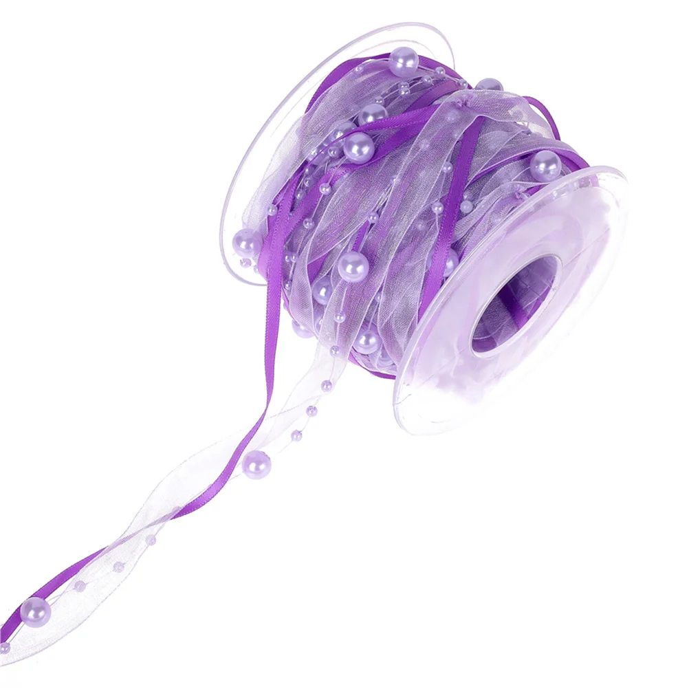 

1 Roll Wedding Decorative Beaded Ribbon Creative Violet for Party DIY Craft Supplies Bouquet Floral Decoration Gift Ribbon