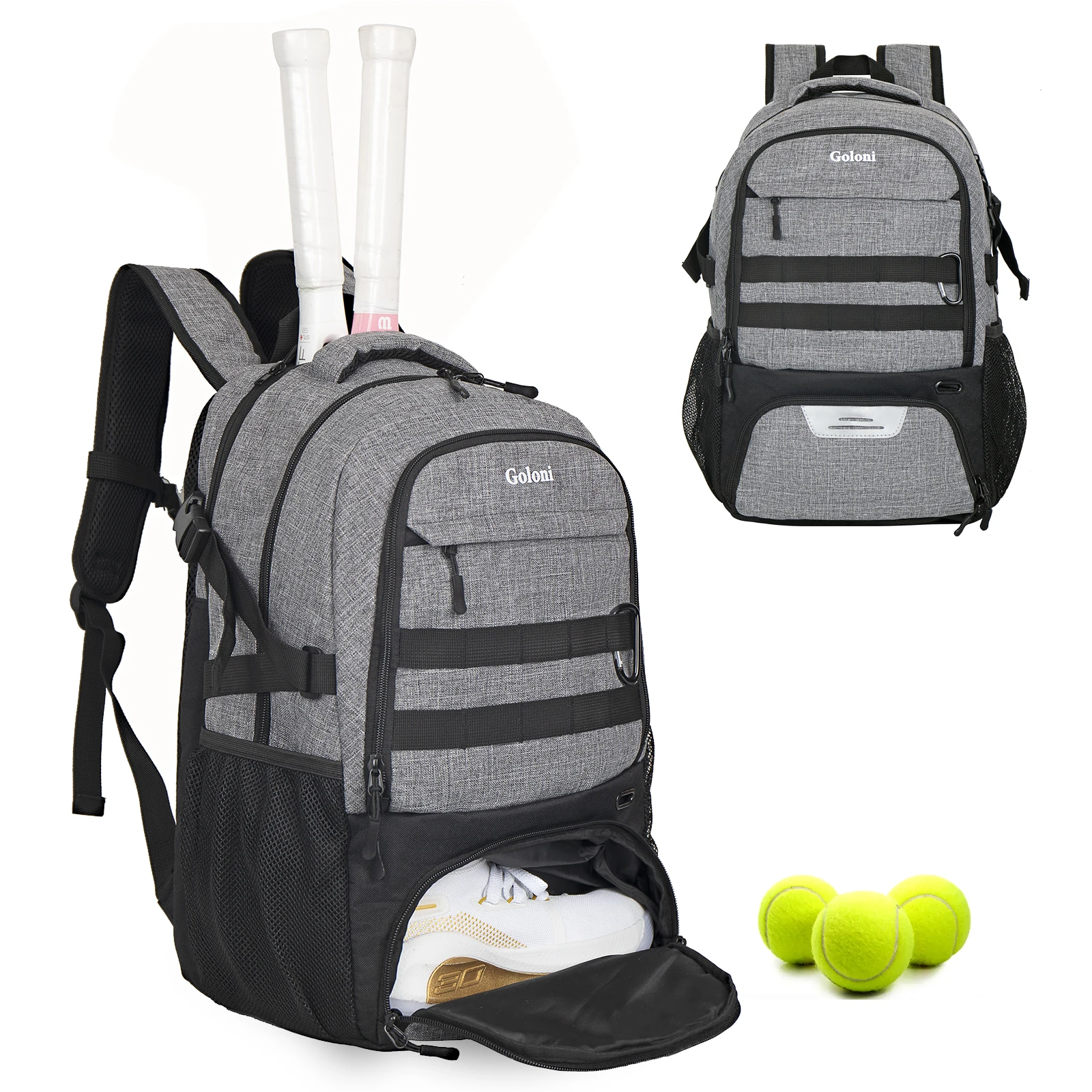 

Tennis Backpack 2 Rackets with Ventilated Shoe Compartment Which Can Hold Shoes Up to Size 11-12