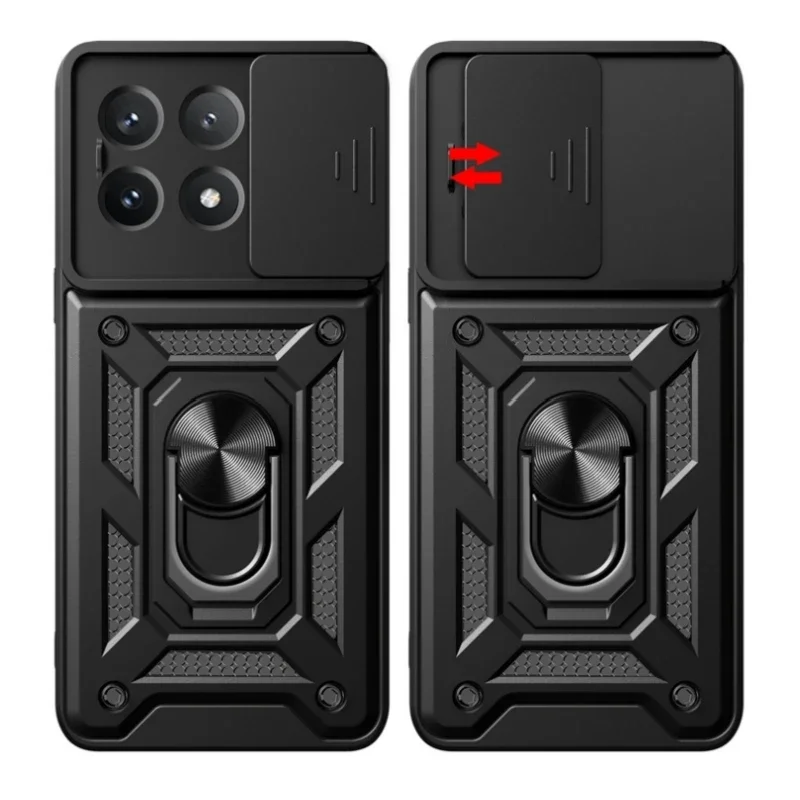 For Poco X6 Pro 5G Case Slide Lens Protect Armor Shockproof Coque for Poko Little X6 X 6 Pro X6pro Pocox6pro Ring Holder Cover