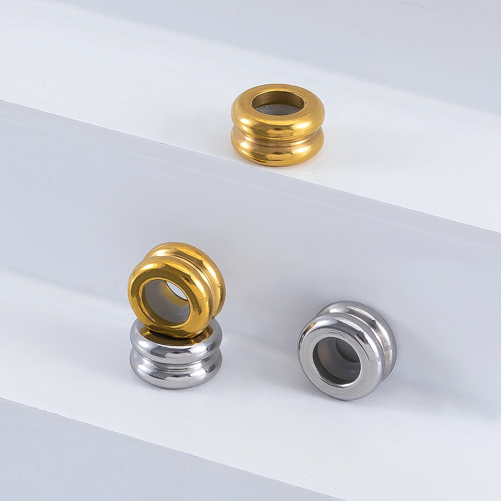 

10Pcs 9mm Stainless Steel Charm Spacer Beads Big Hole Flat Round Loose Beads For DIY Jewelry Making Supplies Accessories Crafts