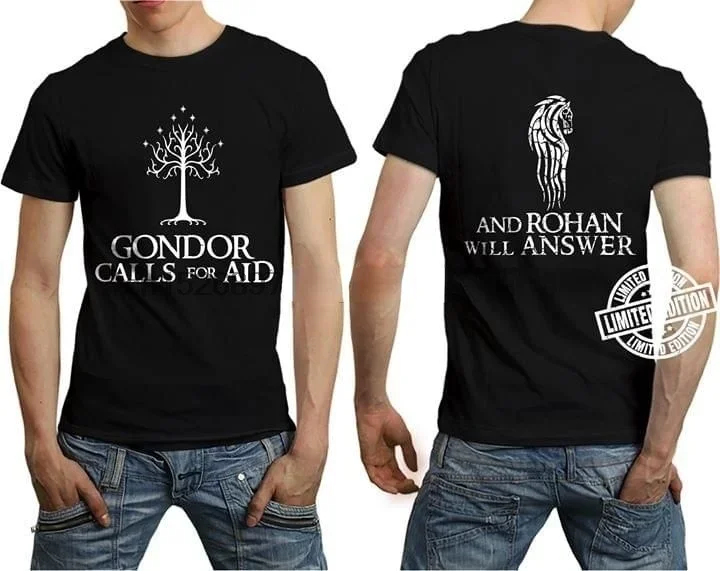 Gondor Calls For Aid And Rohan Will Answer Simple Text Everyone Gift Black Men And Women T Shirt S-6XL