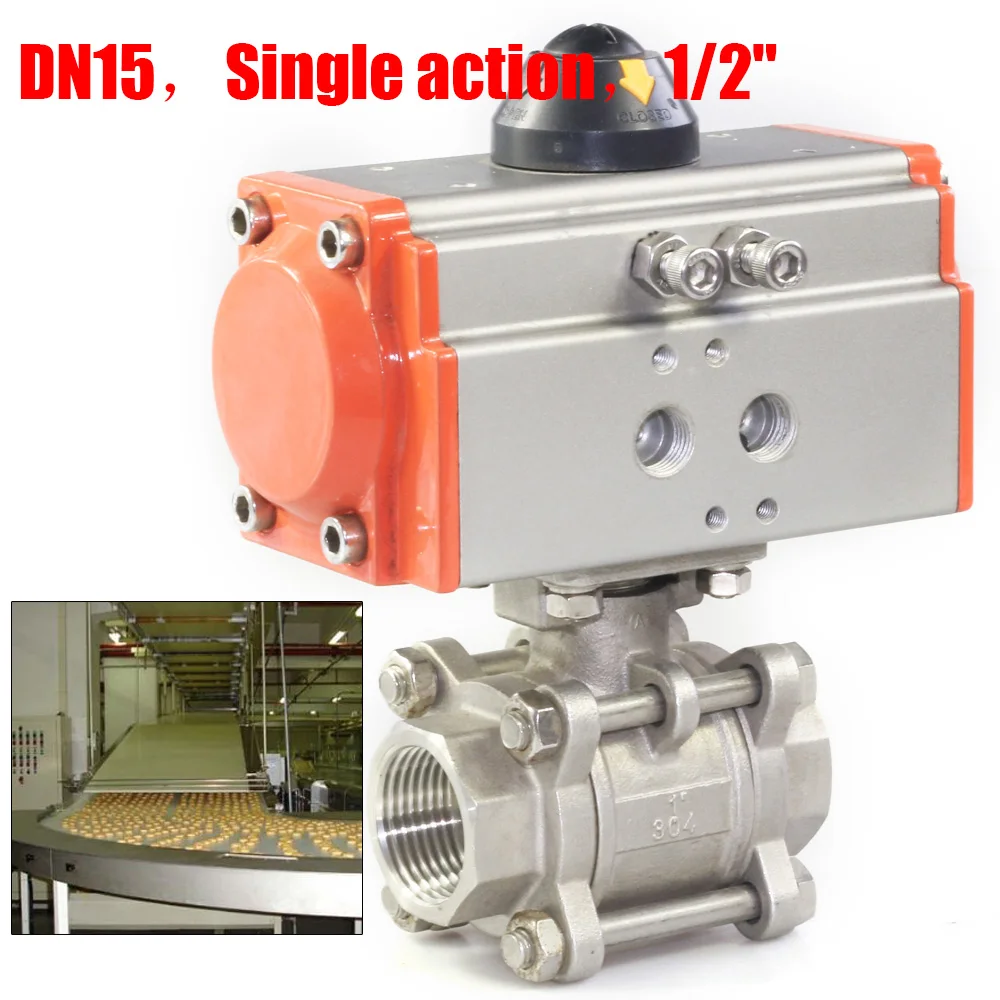 

1/2" Pneumatic Ball Vae Single Acting 3 Pieces Dairy Sanitary Air Return