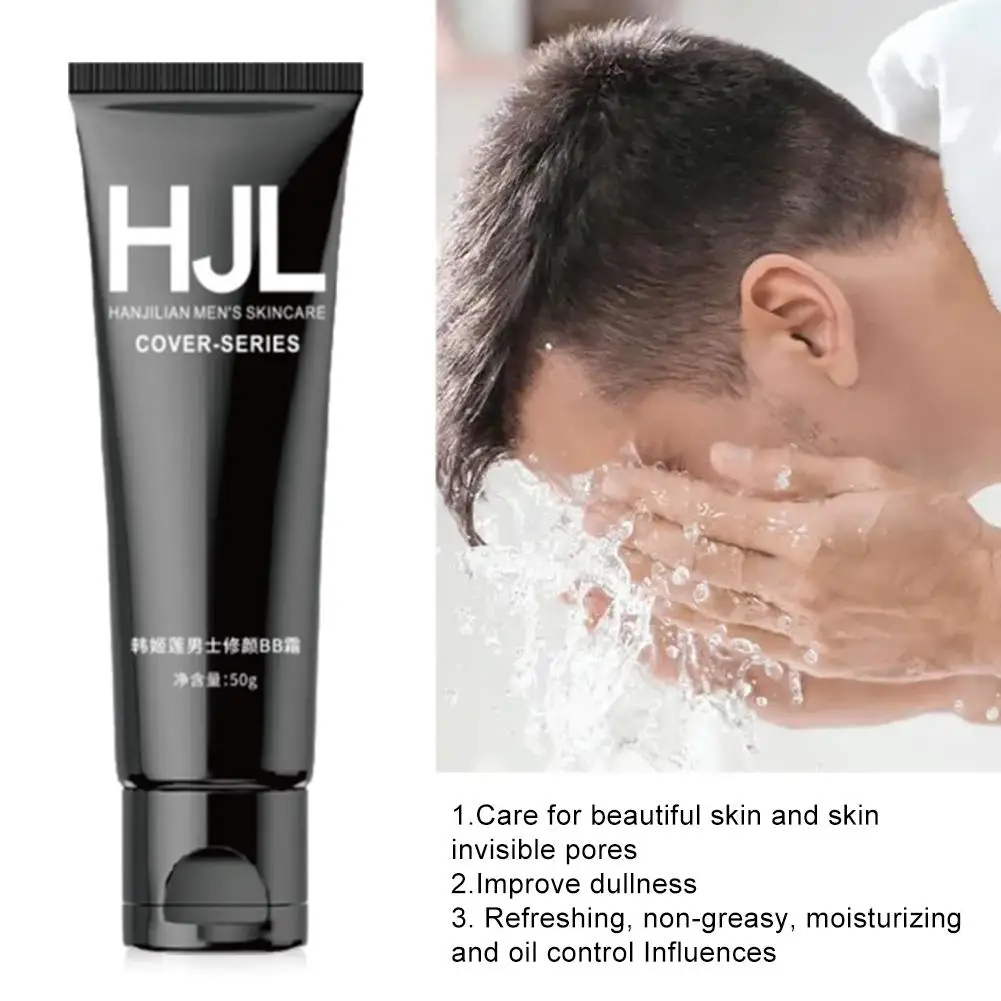 Men's BB Cream 50g Hydrating Tinted Moisturizer Waterproof Sweat-Proof Natural Coverage Long-Lasting Face Makeup for Daily Use