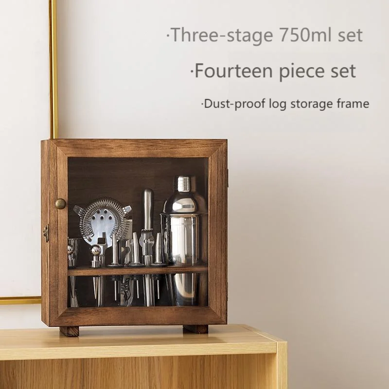 

Профессиональный набор коктейлей с пыленепроницаемым деревянным футляром — набор для бармена из нержавеющей стали 304 для домашнего и коммерческого использования