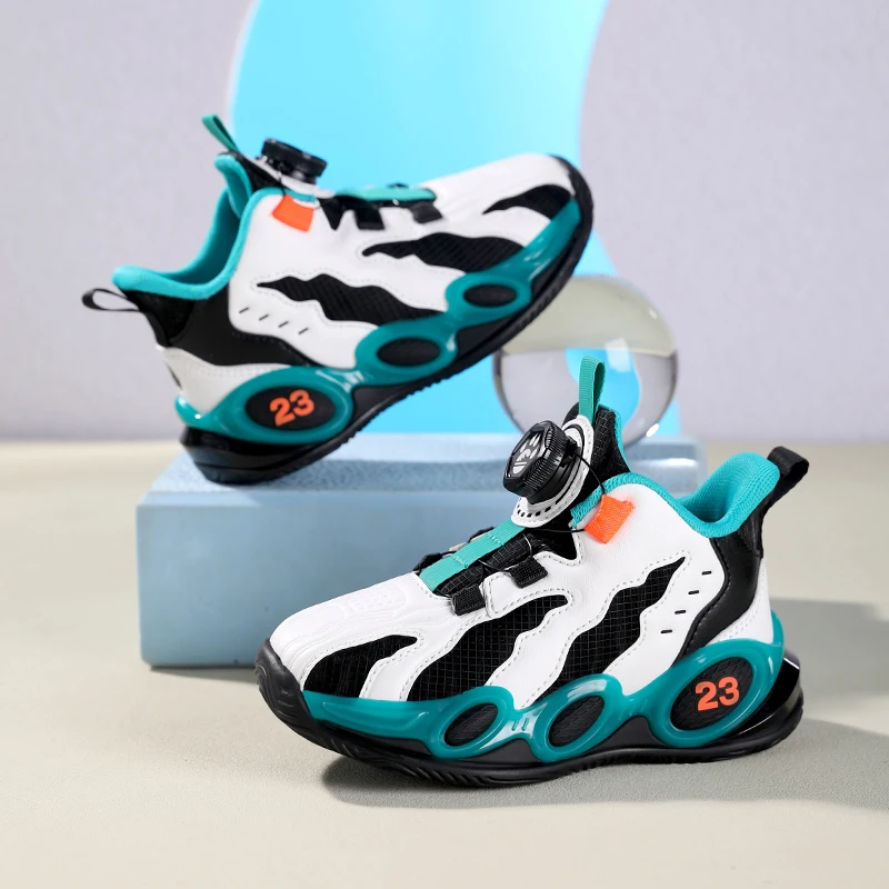 

A pair of children's four-season leather high-top basketball shoes, wear-resistant basketball shoes, sizes 29-36，YY-Y2831