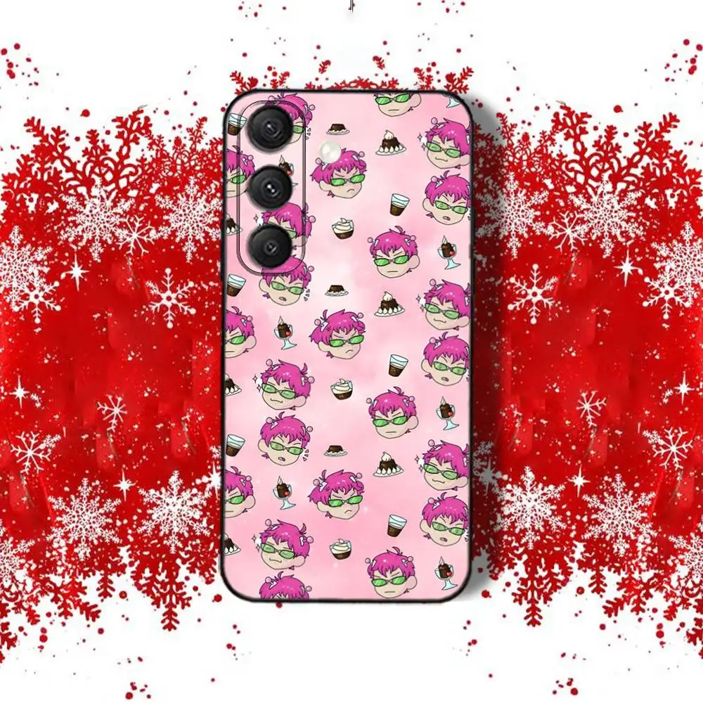 S-SaikiS Linda funda de teléfono KusuoS para Samsung S22,S24,S20,S25,S23,S30,S21,Ultra,Plus,Fe,Lite 4G,5G funda suave negra