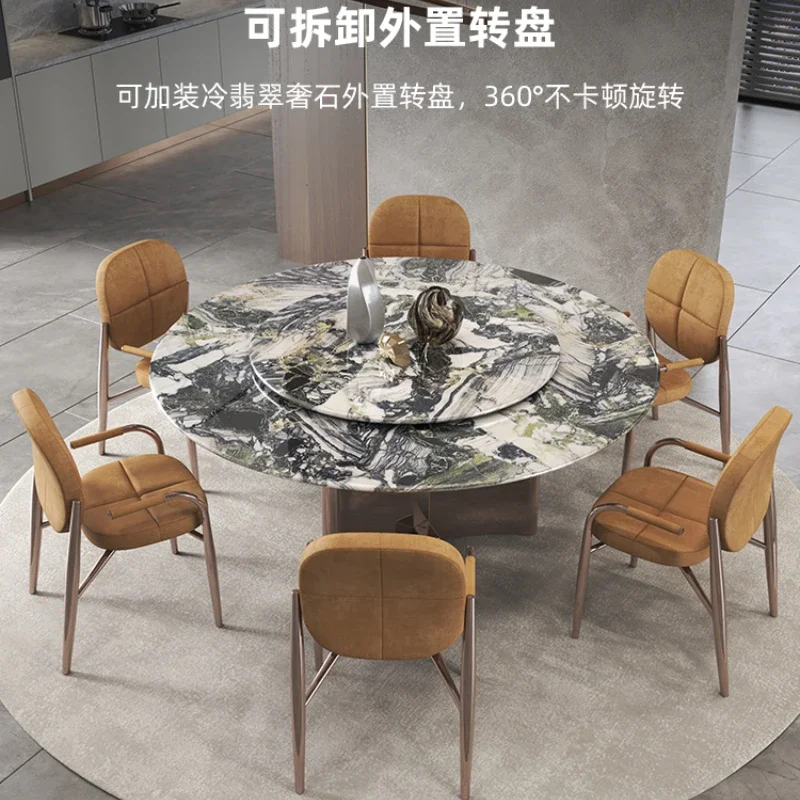 

Натуральный поворотный стол из холодного нефрита, роскошный высококачественный яркий мраморный круглый набор обеденных столов и стульев