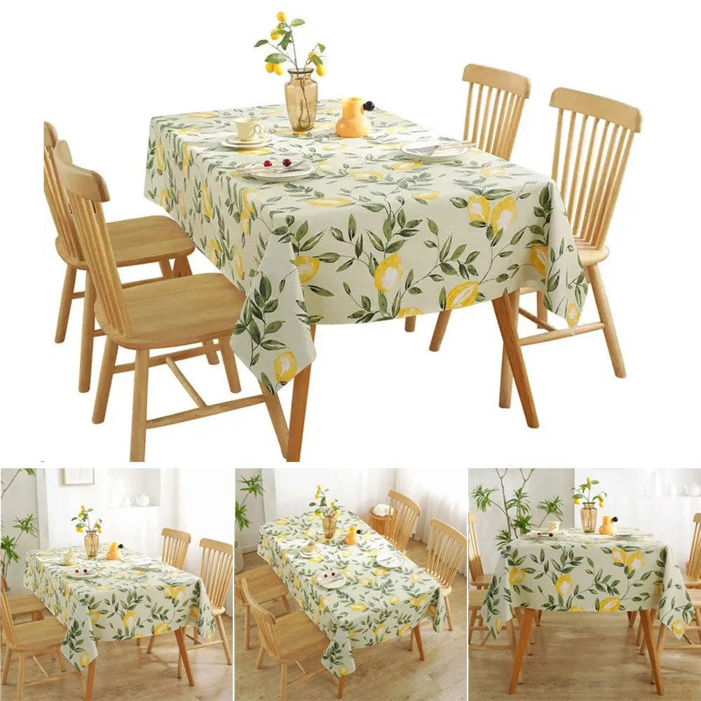 

1PC Dust-proof Table Cover Leaves Pattern PVC Tablecloth Home Waterproof Oil-proof Washable Tabletop Kitchen Dining Table Decor