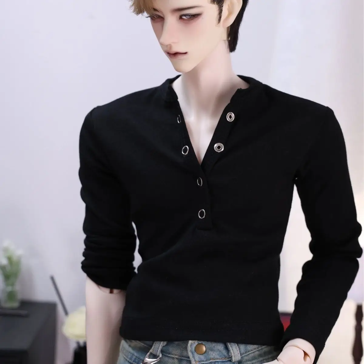 

Одежда для кукол 1/3, черно-белая, с длинными рукавами, для кукол BJD 75-77 см (для крепких или худых мальчиков), аксессуары для кукол, без куклы.