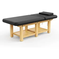 Wood Wide Stationary Massage Table for Treatment Table Physical Therapy Table Spa Facial Bed PU Leather