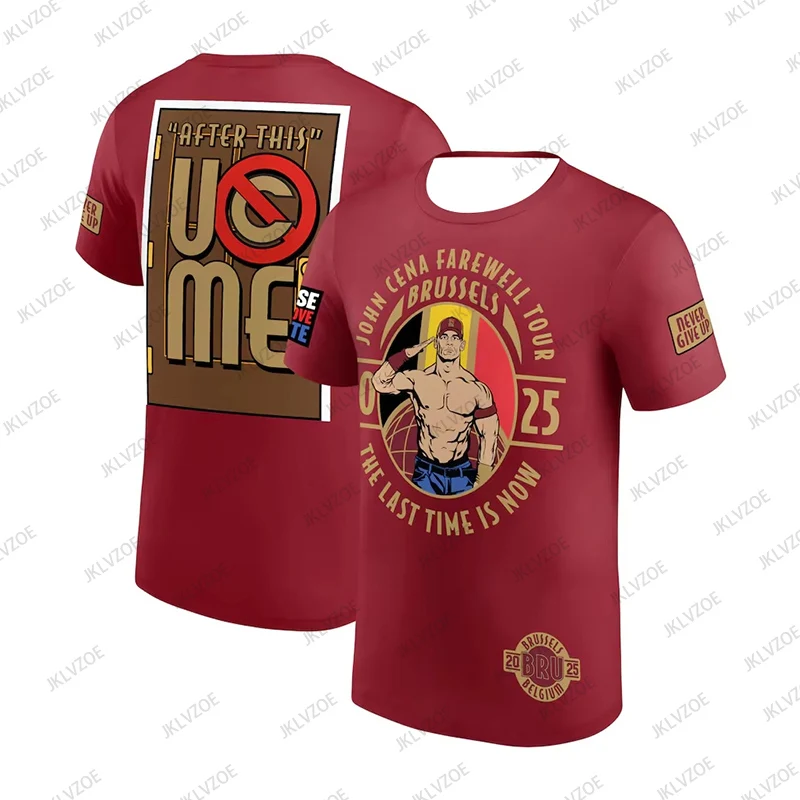

Новинка лета 209, бордовая футболка John Cena Farewell Tour Brussels, быстросохнущая дышащая спортивная футболка большого размера, повседневные топы для детей/взрослых