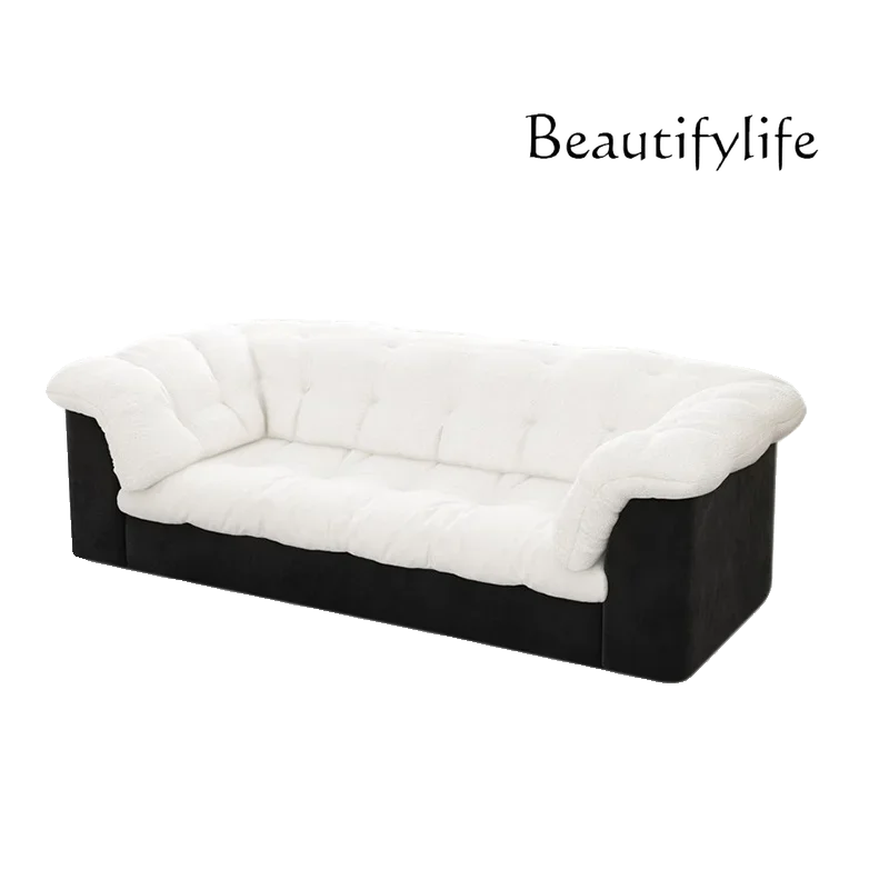 S الفرنسية شقة صغيرة غرفة المعيشة الحديثة بسيطة أريكة النسيج القابلة للإزالة وقابل للغسل أبيض وأسود أريكة مستقيمة كسول #5