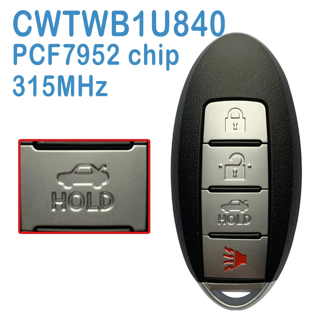 2 Pcs/lot CWTWB1U840 Auto Smart Remote 315MHz PCF7952 Chip 3+1 Buttons 1788D-FWB1U Replace Car Key Fob For Nissan