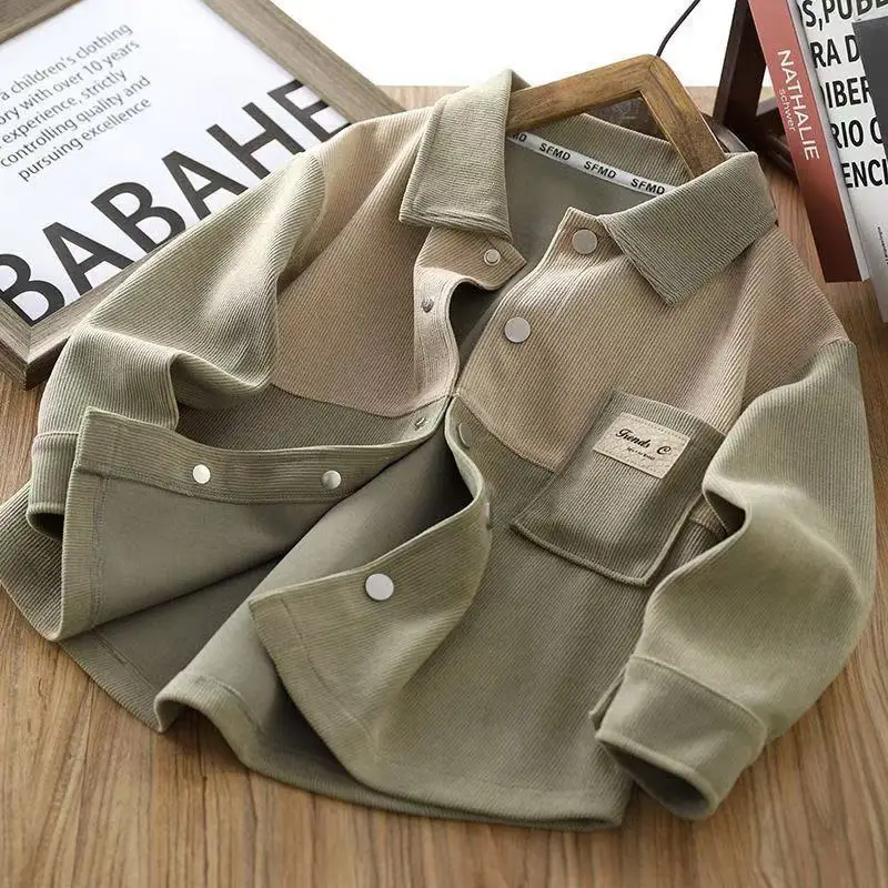 New Spring Autumn Teen Boys Jacket Patchwork Single Breasted Thin Lapel Coat For 4-14 Years Kids Handsome Casual Outerwear