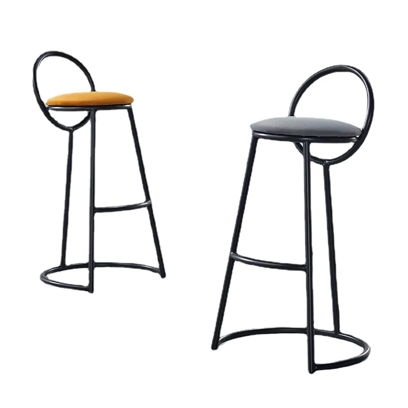 

OK Home bar chair Light luxury design bar stool Reception chair Soft bag back Iron bar chair cross-border