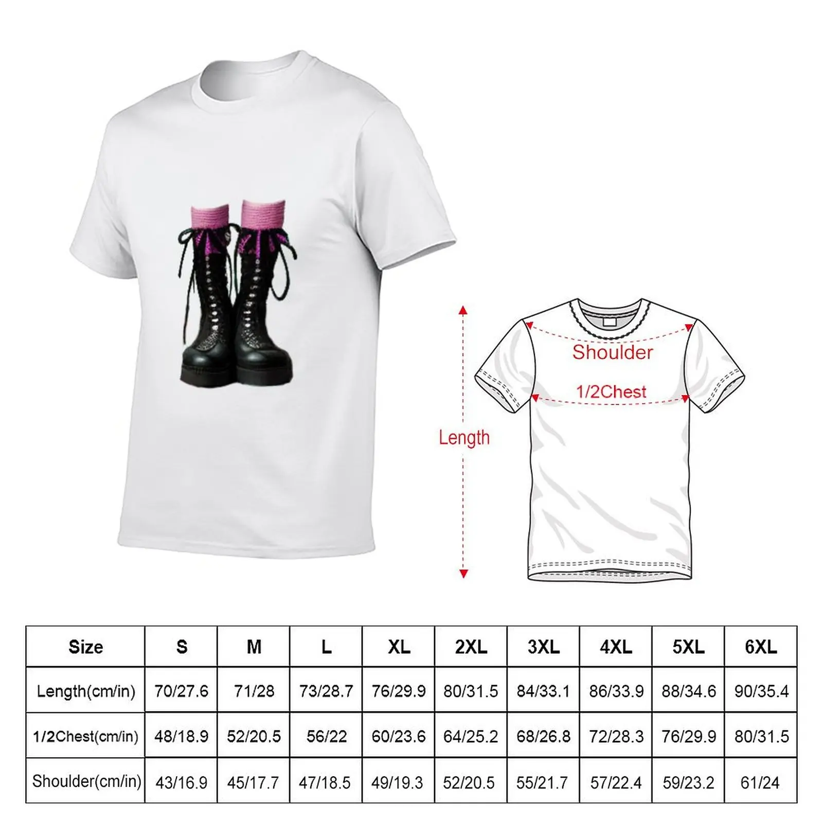 gothic punk combat boots and socks T-Shirt Casual All Match Short Sleeve T-Shirt