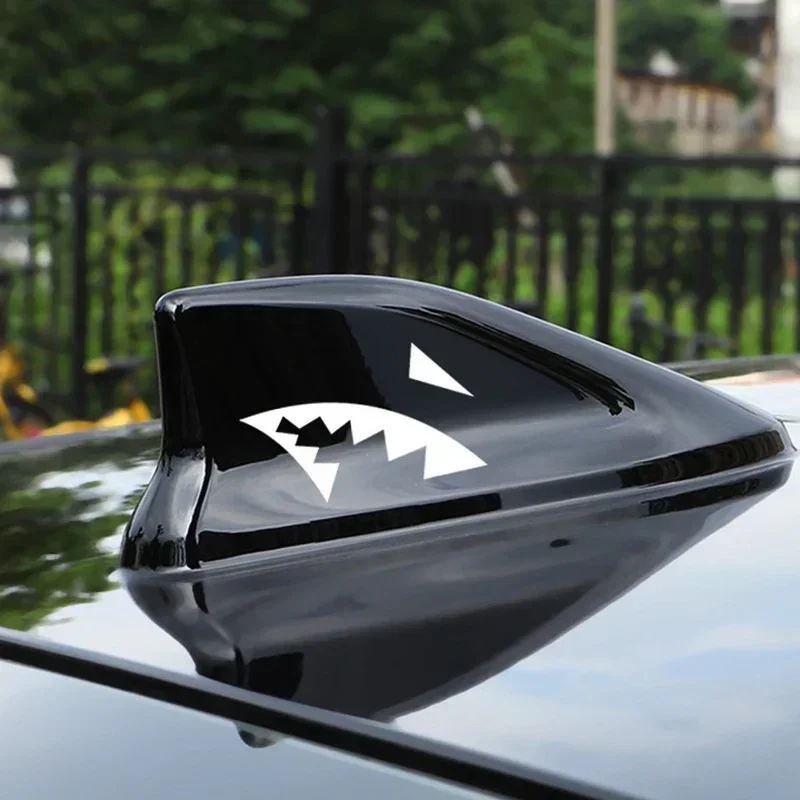 2Pcs Car Sticker Reflective Shark Fin Antenna Shark Mouth Vinyl Decal