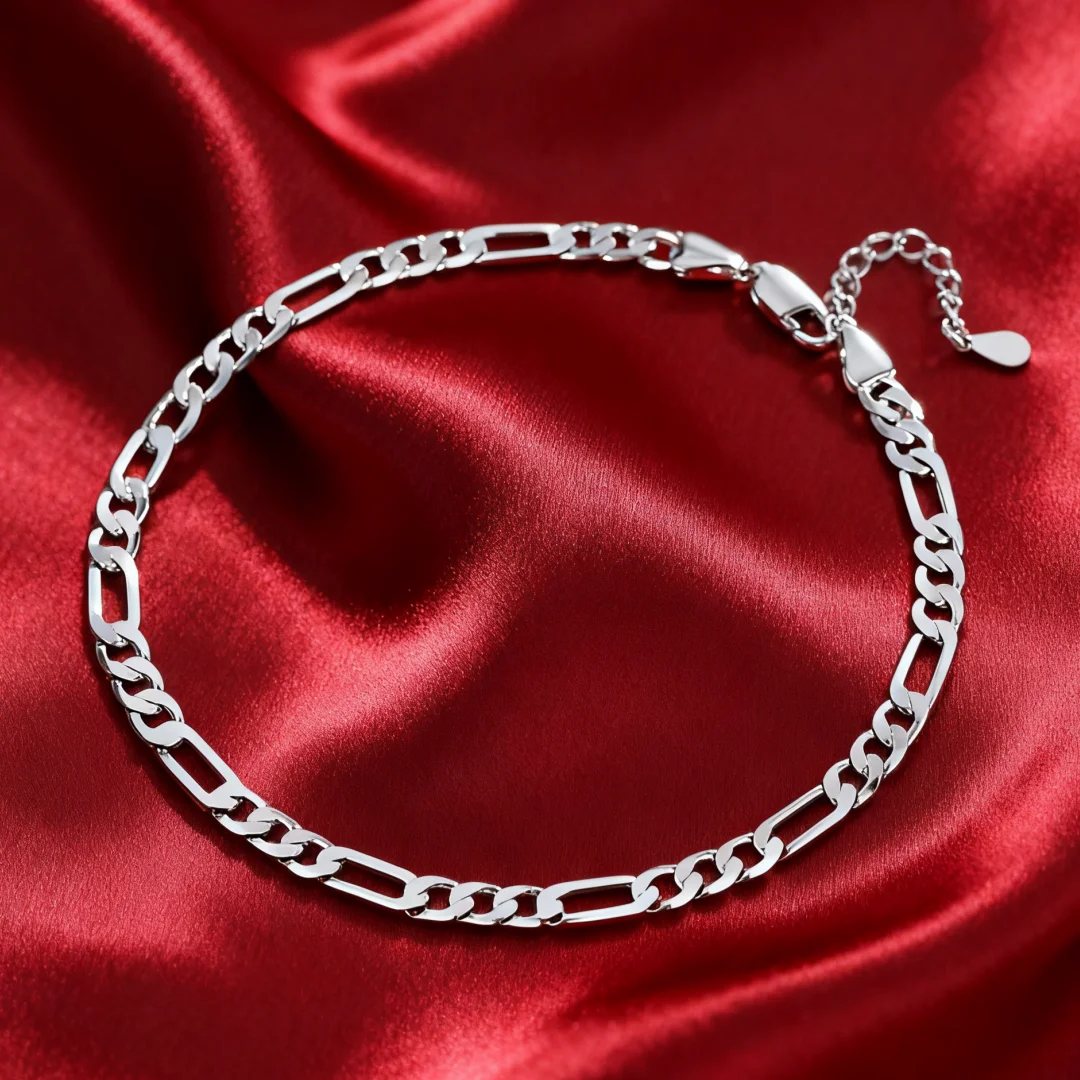 New fine 925 sterling Silver Bracelet Nice Anklet 4MM chain for Women men Wedding Jewelry Fashion Gift boutique accessories