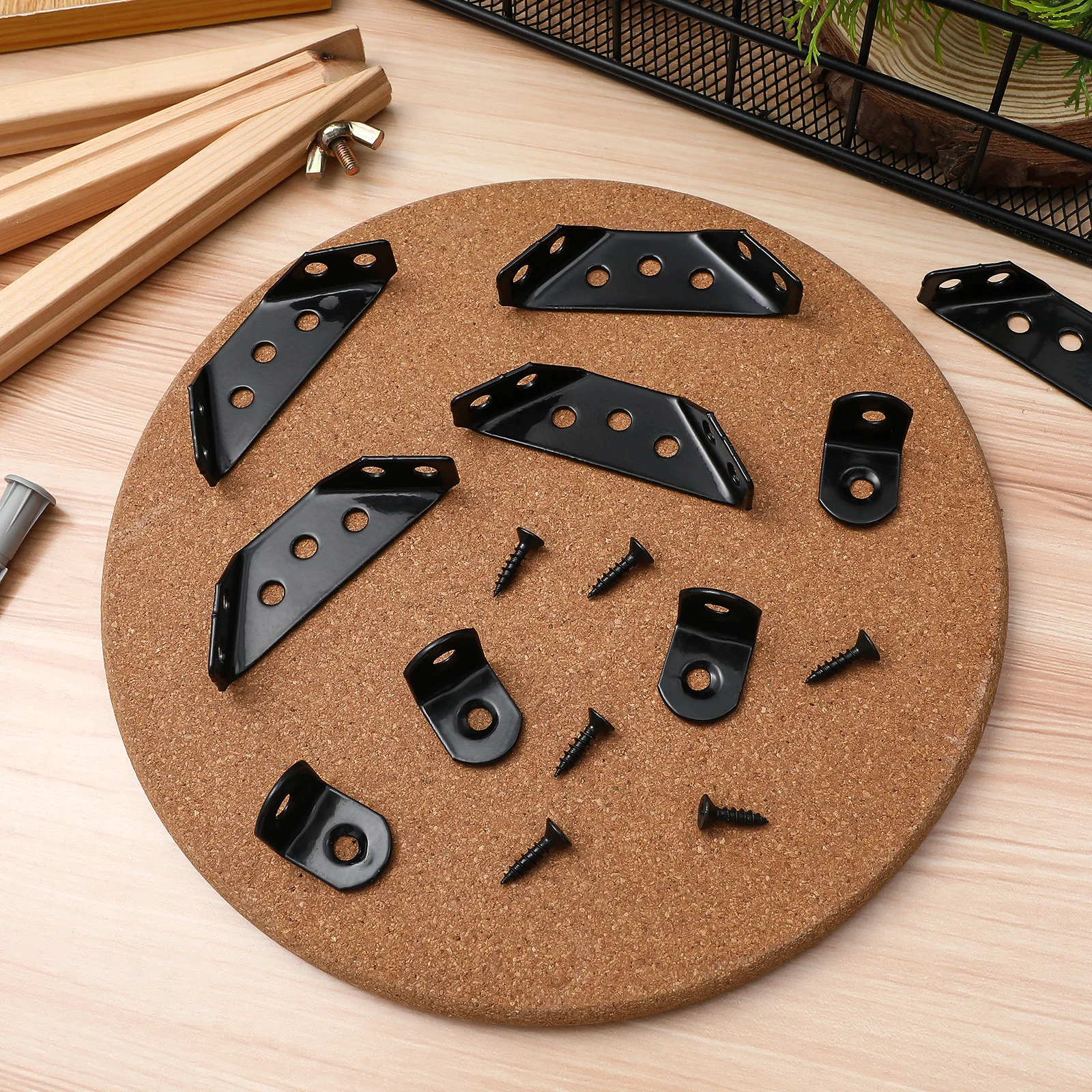 

1Set Stainless Steel Furniture Angle Brackets Corner Brace for Cabinet Shelf Desk Joining Brackets Hardware Cabinet Corner Brace