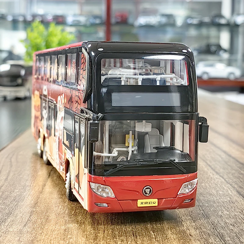 1:43 Scale Diecast Alloy FOTON Beijing New Energy Double Decker Bus Toys Cars Model Classics Adult Souvenir Gifts Static Display