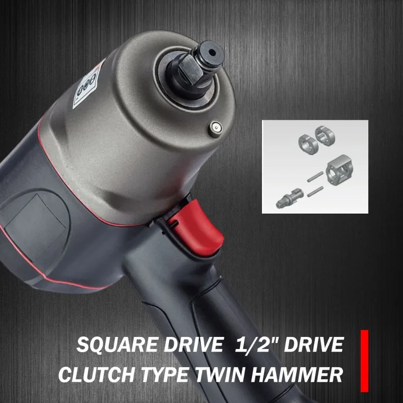 Heavy Duty 1/2 Inch Double Hammer Pneumatic Impact Wrench, Automotive Tools, Made in Taiwan 1100NM LEMATEC LE-IWT-R102