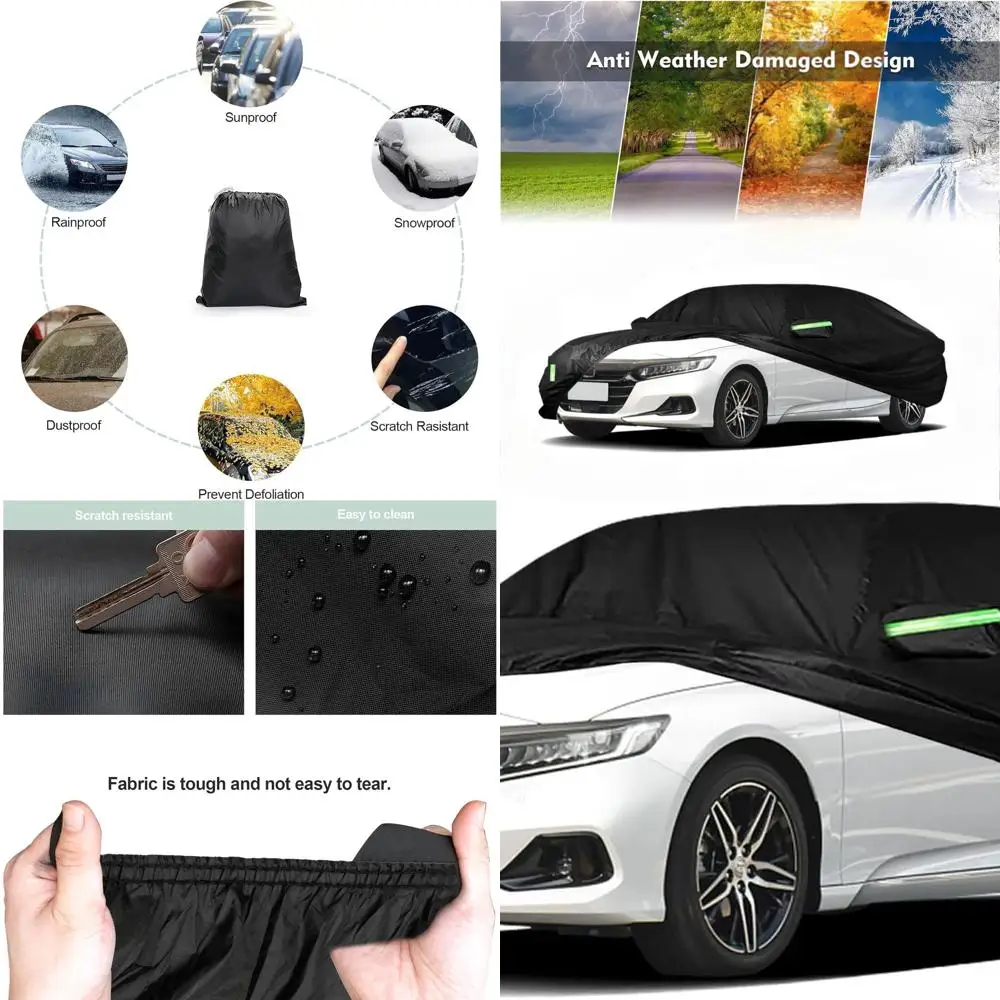 

Custom Tailored Car Cover for 2001-2023 Honda Accord Sedan/Coupe, All-Weather 210T Fabric with Windproof Strap & Zippered Driver