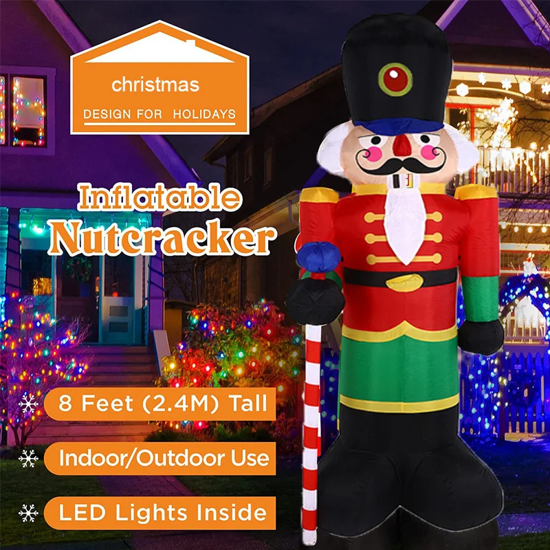 

Christmas Inflatable Nutcracker Model Decoration with LED Light Indoor Outdoor Garden Inflatable Ornaments Navidad Noel Props