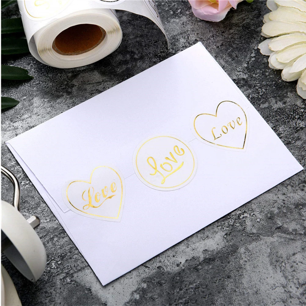 

Hot Stamping Sticker Seals Stickers Gold Embossed Tags Book Album Paper Tape Photo Diary Gift Wrapping Pattern Love
