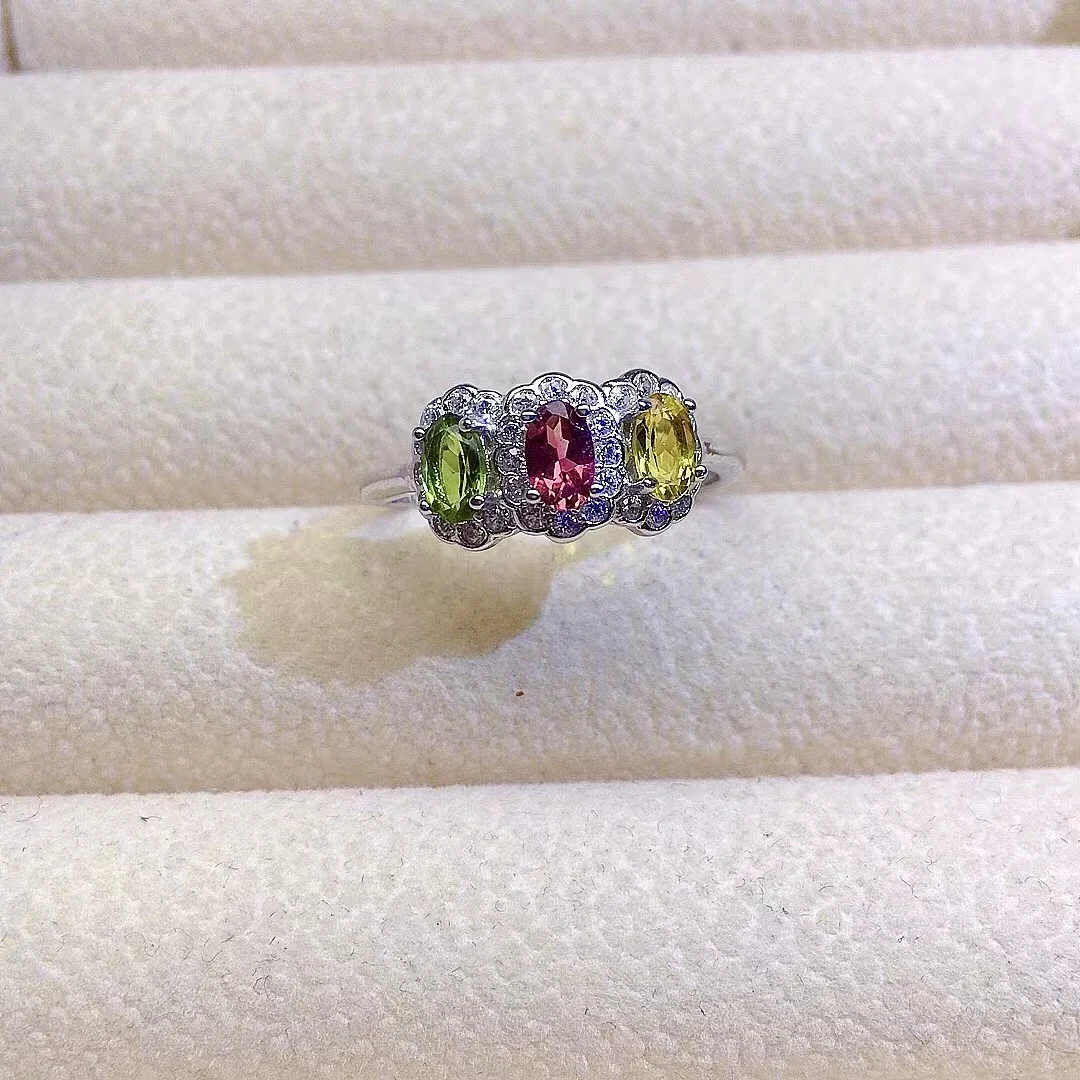 

Модное серебряное кольцо с турмалином для вечеринки 3 мм * 5 мм, 100% натуральный серебряный турмалин, кольцо из твердого серебра 925 пробы, ювелирные изделия с турмалином