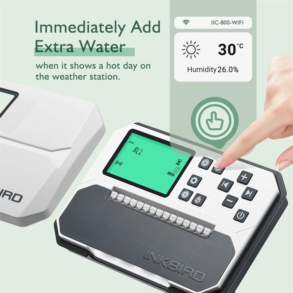 Imagem -03 - Inkbird wi fi ao ar Livre Inteligente Sprinkler Controlador Programável Zonas Sistema de Irrigação Automática Sazonal Ajustar e Chuva Desvio