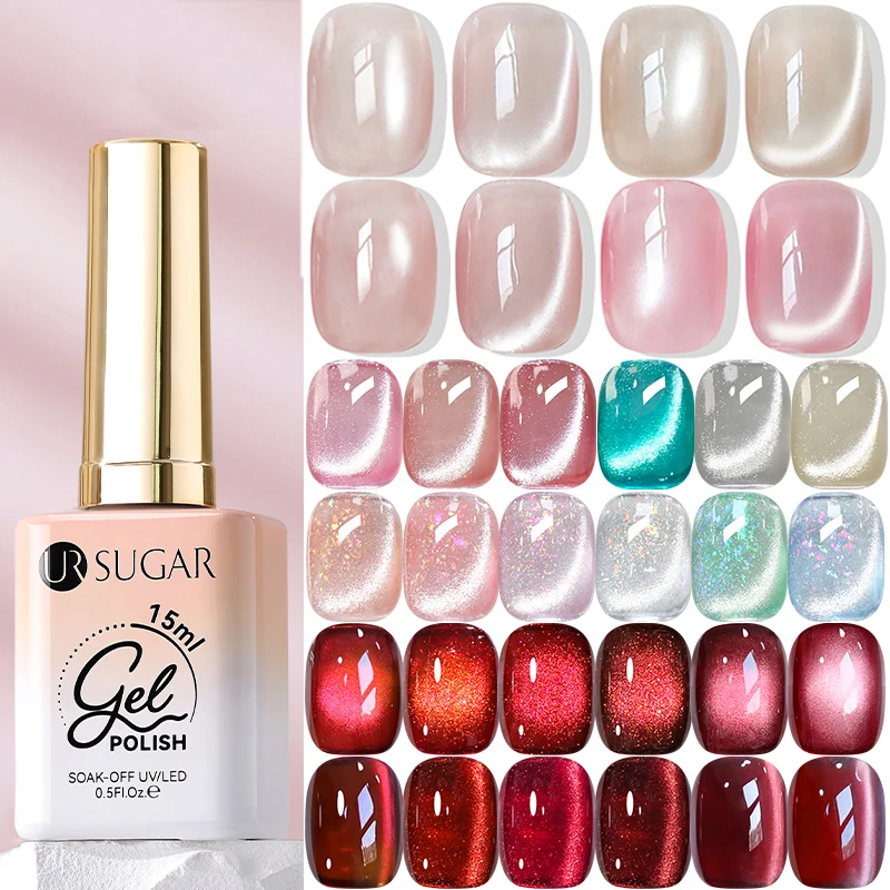 

UR SUGAR Jelly Glass Cat Магнитный гель-лак для ногтей с эффектом блеска Полуперманентный замачиваемый светодиодный УФ-гель-лак для маникюра Nail Art