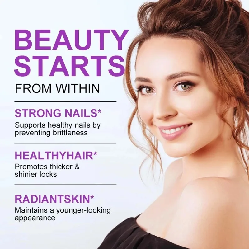 Biotine Collageen en Keratine Supplement - Ondersteuning van gezond haar, sterke nagels en stralende huid - Haargroei voor mannen en vrouwen