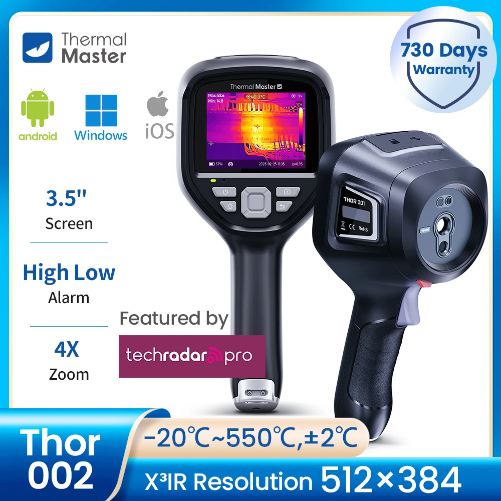 Thor002 Infrared Thermal Imager  550°C Mobile Phone Connect Thermal Imaging Camera 512*384 Resolution Industrial Use4x Zoom