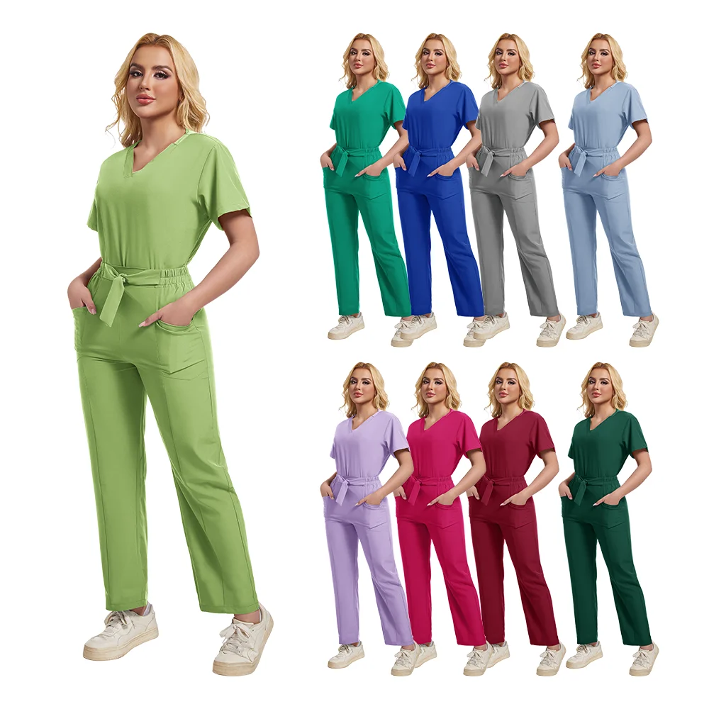 Medico Infermiere Uniformi chirurgiche Donna Scrub Set Salone di bellezza Abbigliamento da lavoro Scrub clinico Top-Pantaloni SPA Tunica infermieristica Tuta