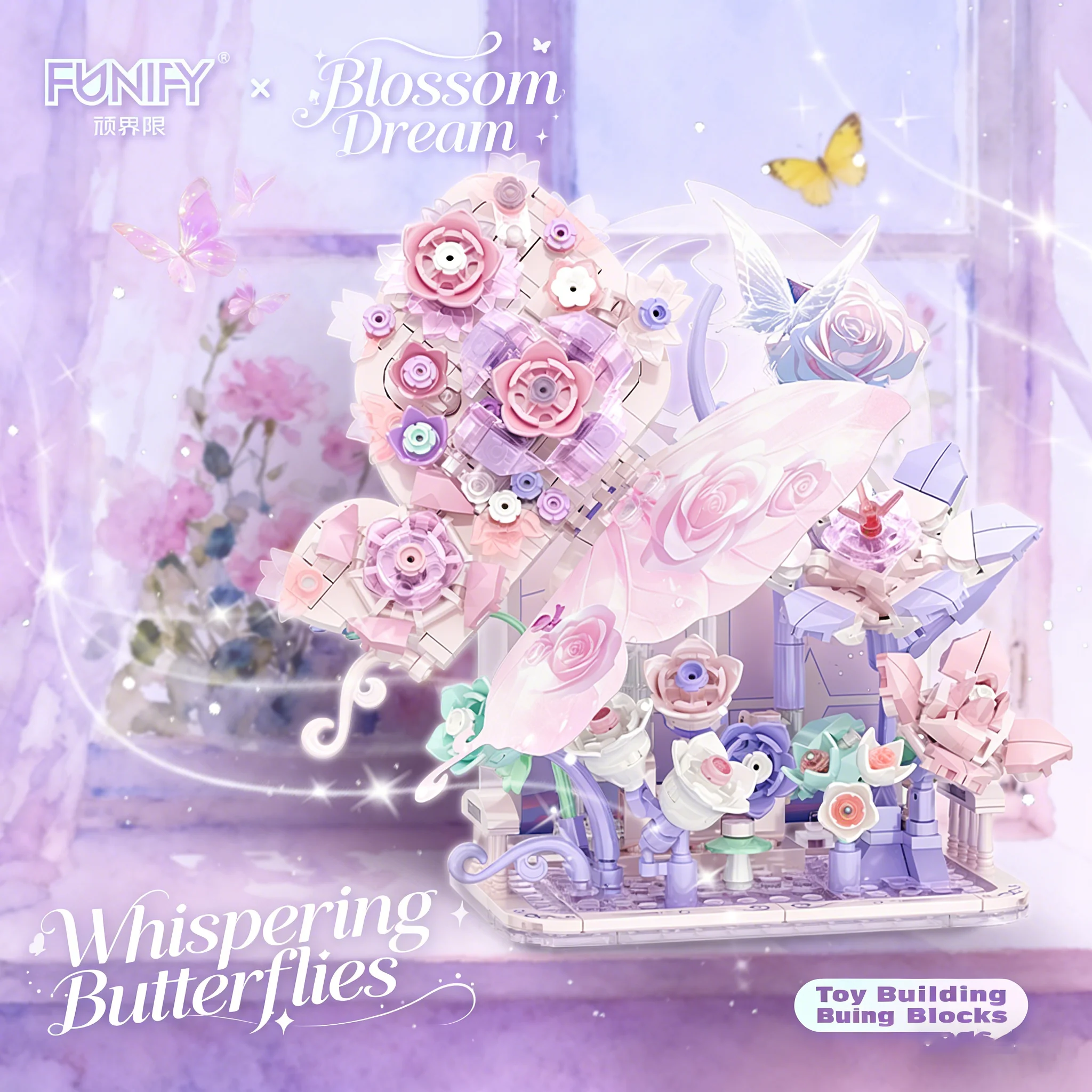 

Butterfly Flower House Building Blocks Set, Pink Purple Bouquet Model, Assembled Bricks Toy for Girls, Gift for Valentine's Day