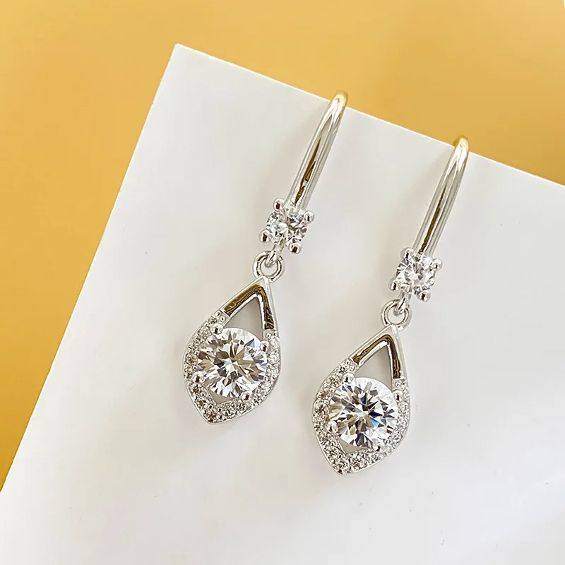 

S925 sterling silver Moissan diamond women's earrings, Moissanite fashion jewelry with GRA certificate D-color
