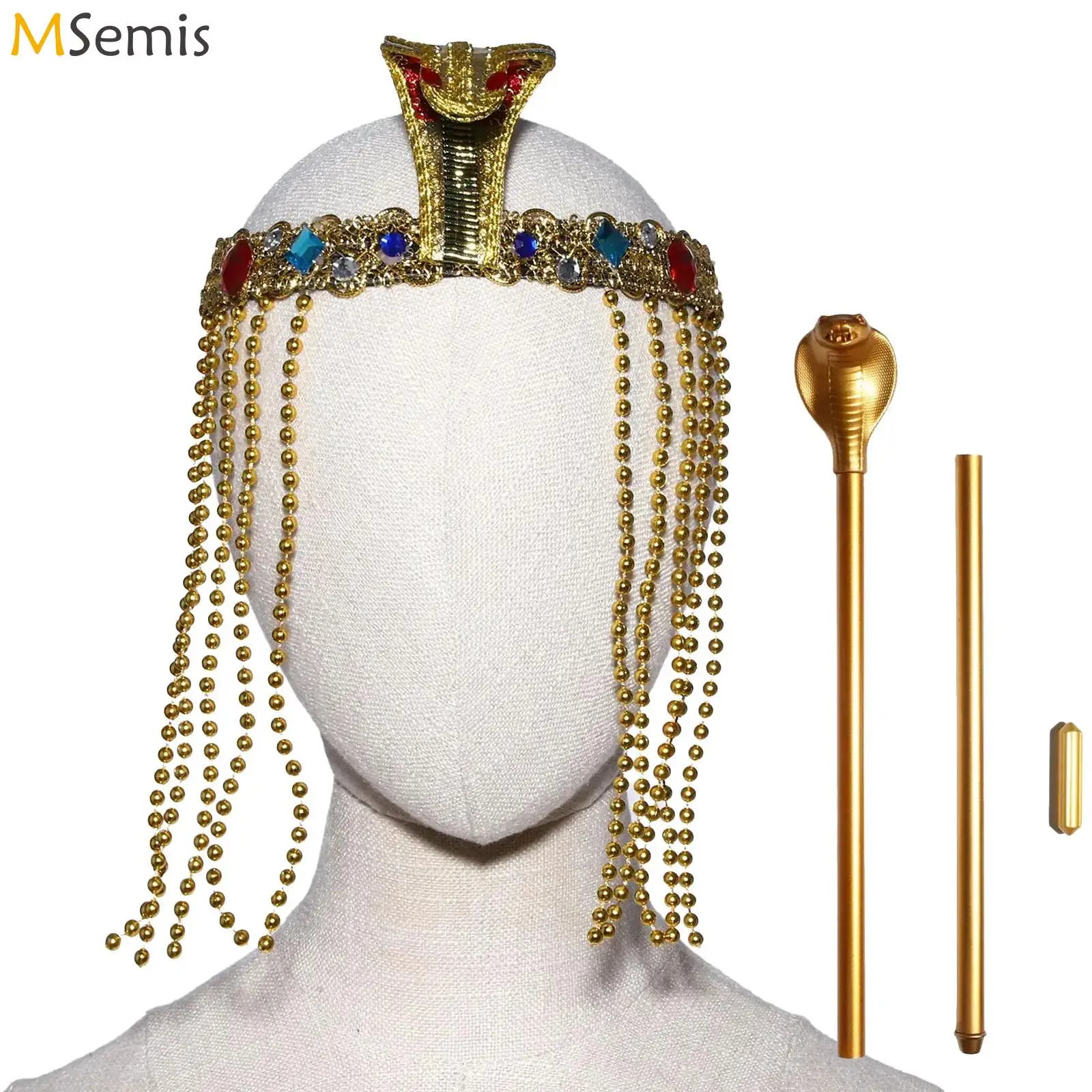 

Фараон египетская Клеопатра косплей костюм аксессуары повязка на голову Хэллоуин карнавали Древний Рим Египет египетская королева змеи скипетр